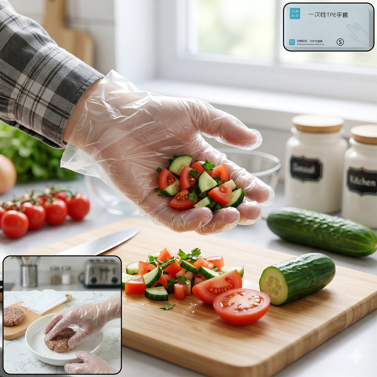 Clear disposable plastic gloves ideal for food handling and cleaning tasks Main image