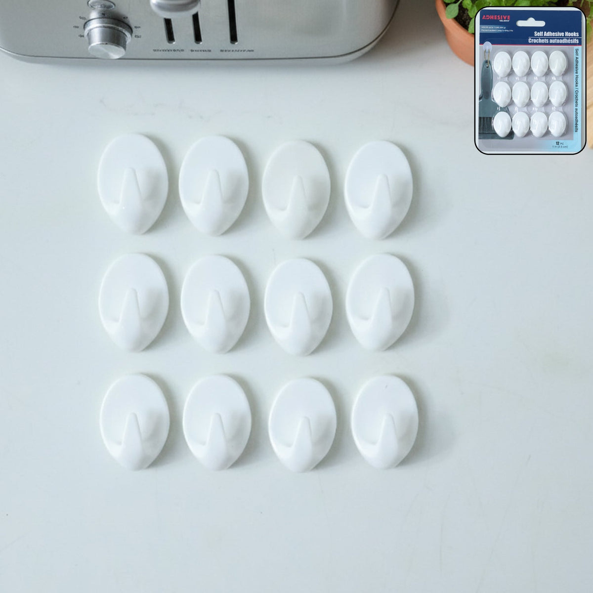 Self adhesive wall hook holding keys securely on a tiled wall Main image