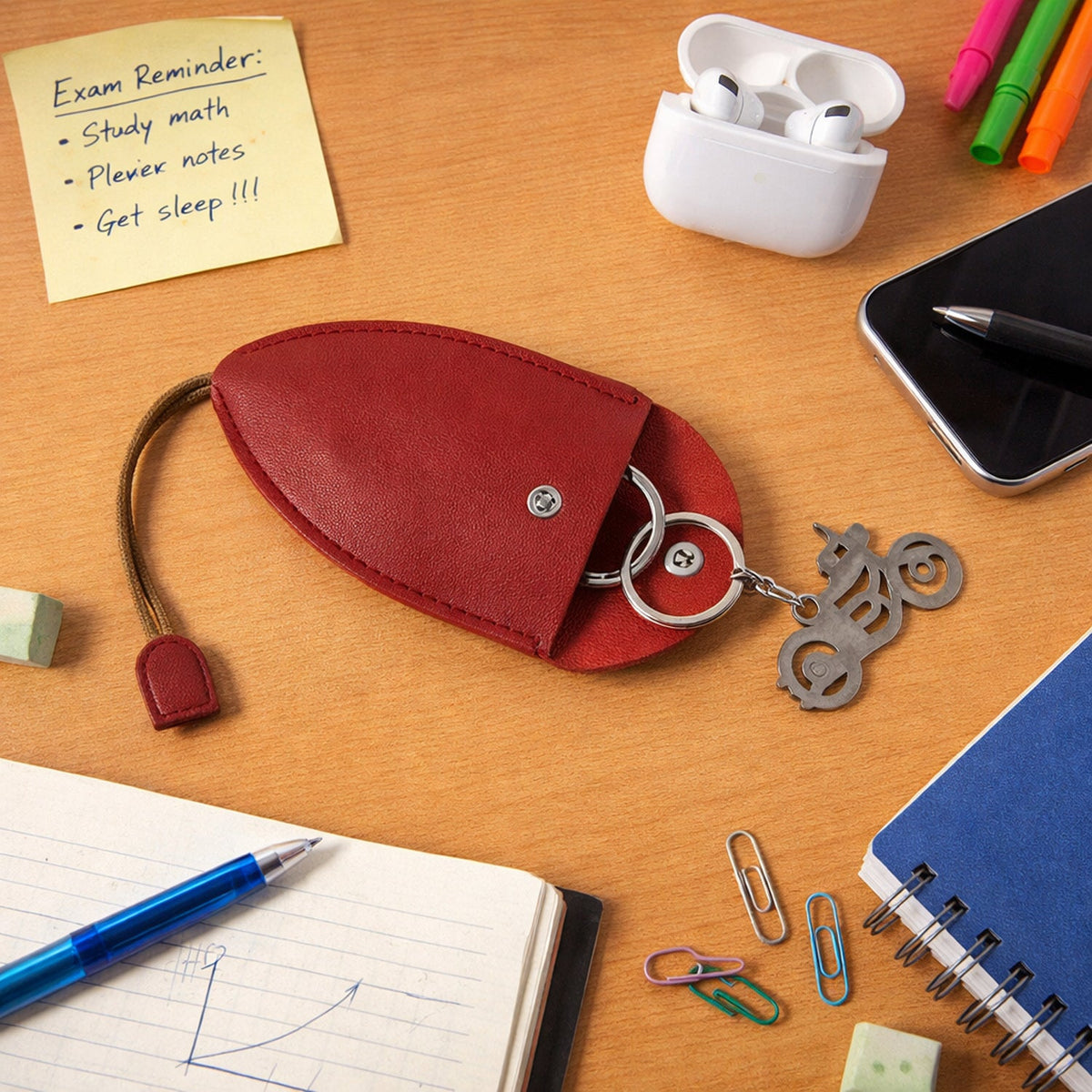 Compact keyholder pouch with metal keychain ring on display Main image
