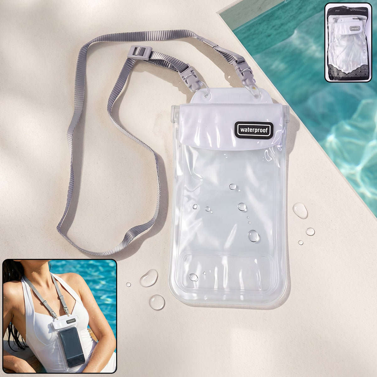 Main view of waterproof mobile pouch cover with lanyard Main image