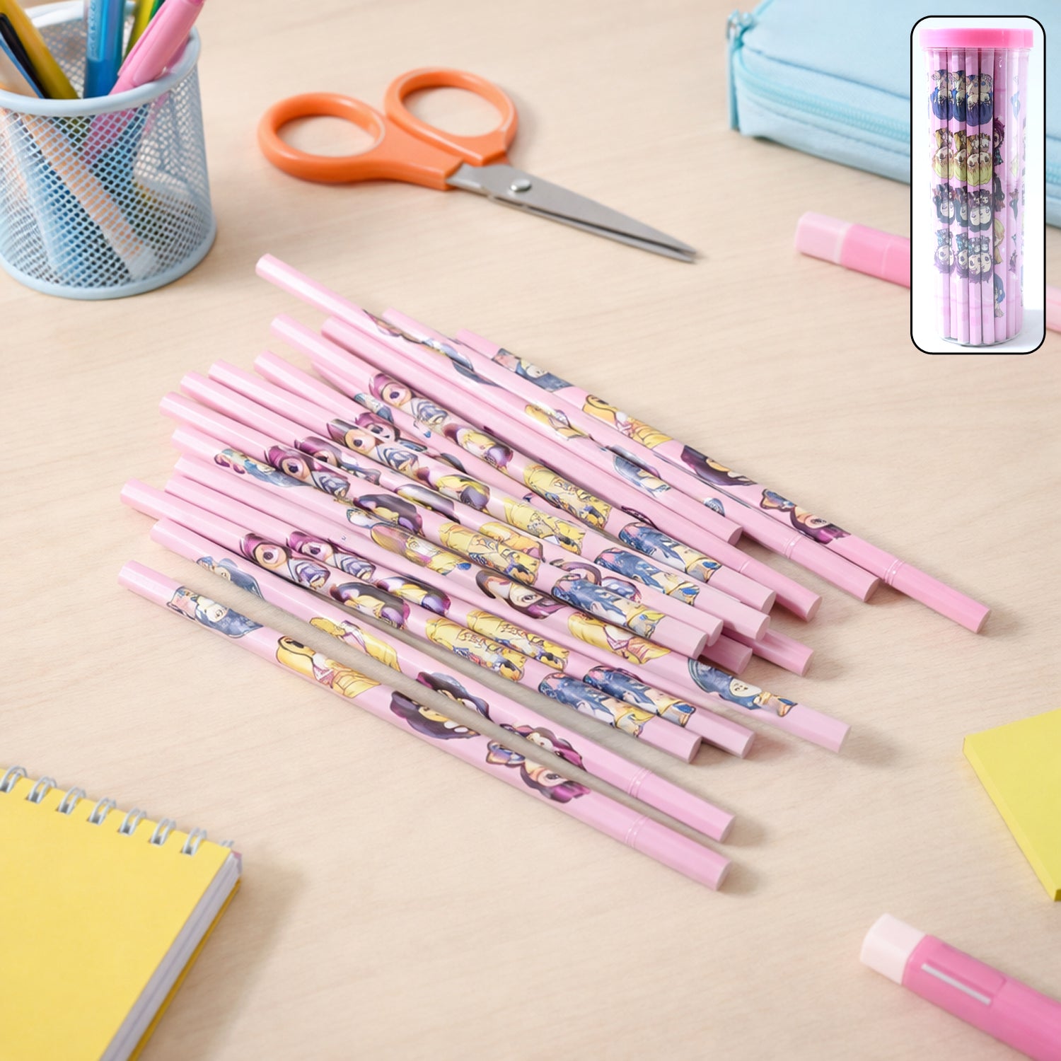 Cartoon Wooden Pencil Set – 50 Pieces for Kids' Creativity Secondary image