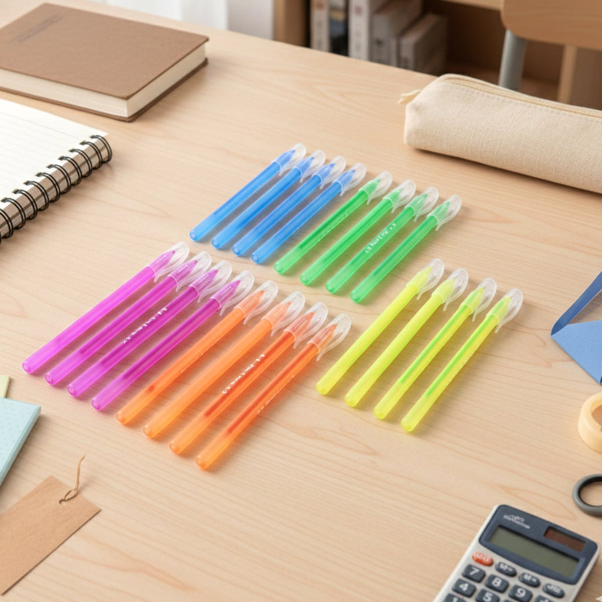 Colorful ballpoint pen set with clear caps for smooth writing Main image