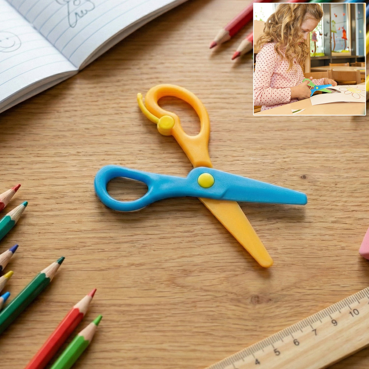 Child-safe plastic safety scissors with rounded tips for kids Main image