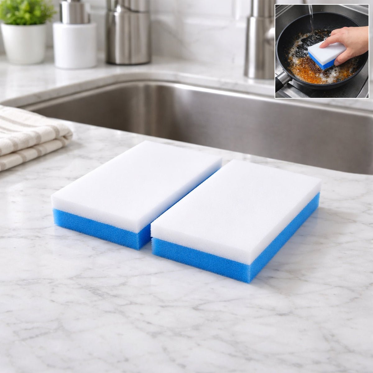 Dual layer cleaning sponge eraser pads for kitchen and household cleaning Main image