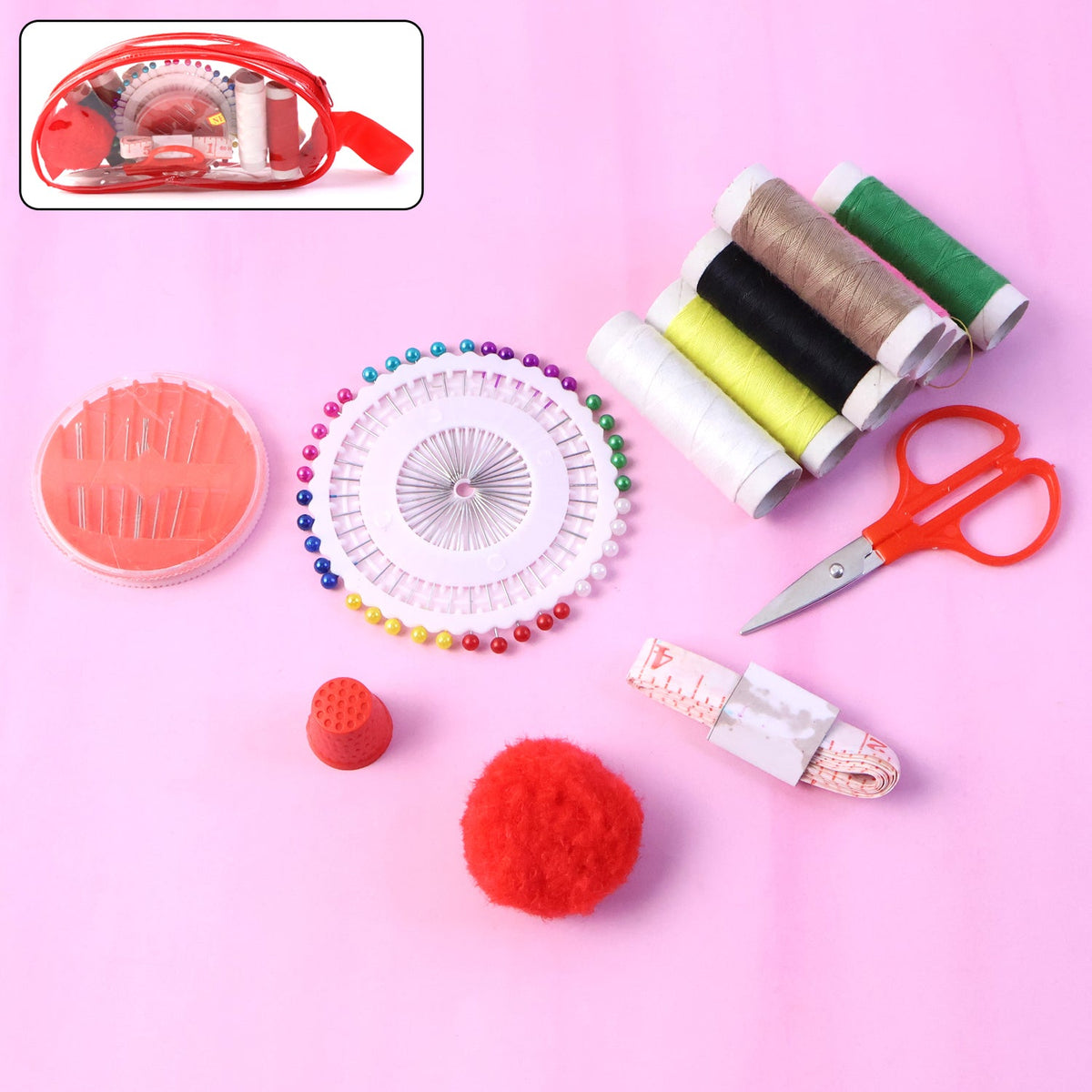 Complete portable sewing kit with needles and scissors Main image