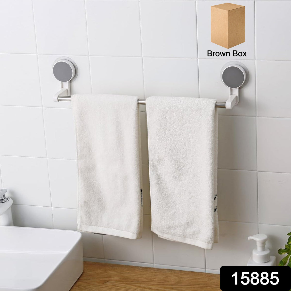 Close-up of self-adhesive towel rod featuring rust-resistant metal bar Main image