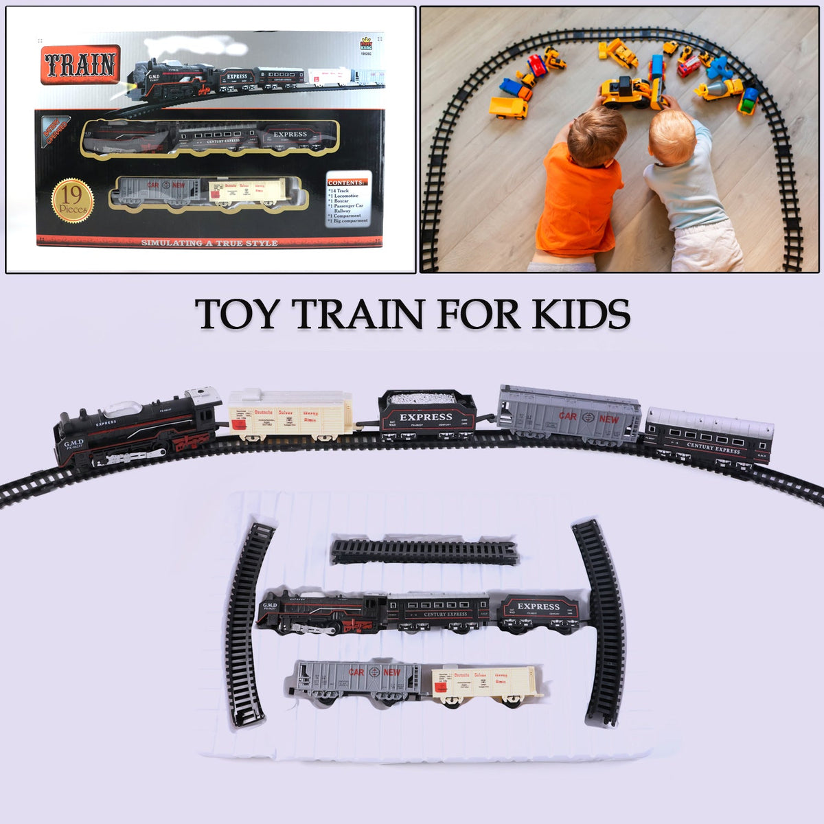 19-piece battery operated toy train set with track for kids Main image
