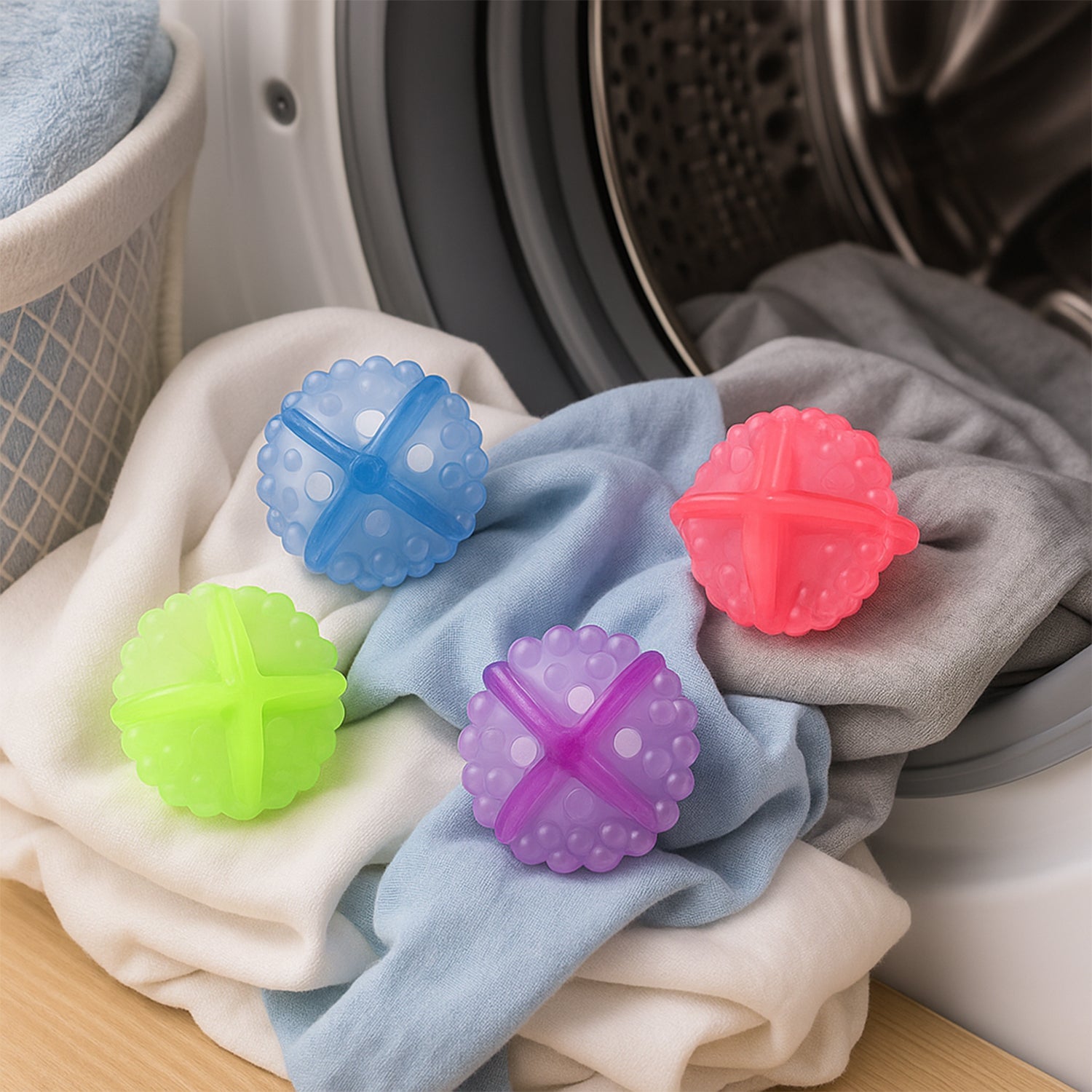 Detergent-Free Laundry Balls – 4 Pcs for Eco-Friendly Wash | Velvet Wipe Secondary image