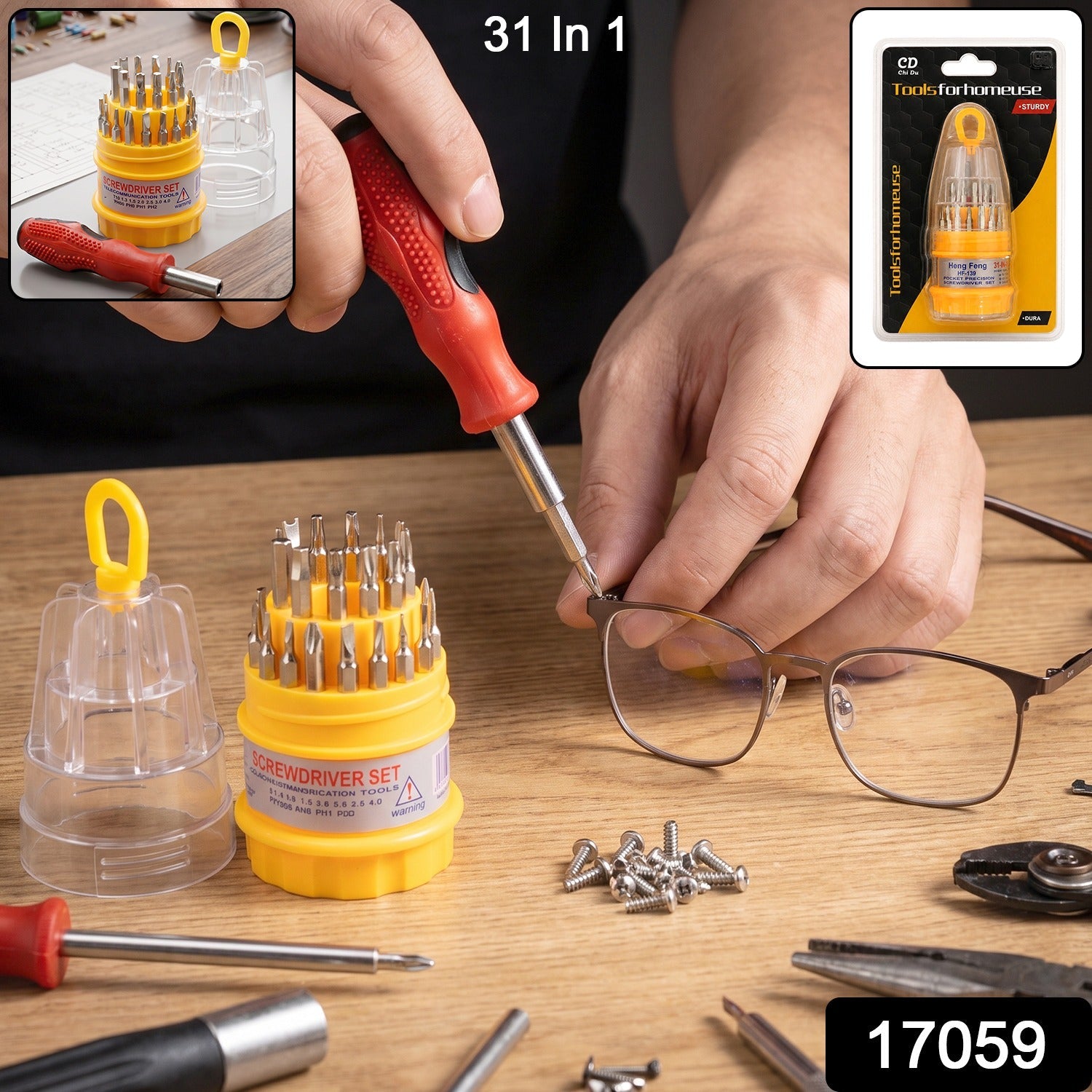 31 In 1 Precision Screwdriver Set Multi Bit Repair Tool Kit with Case (1 Set) Secondary image
