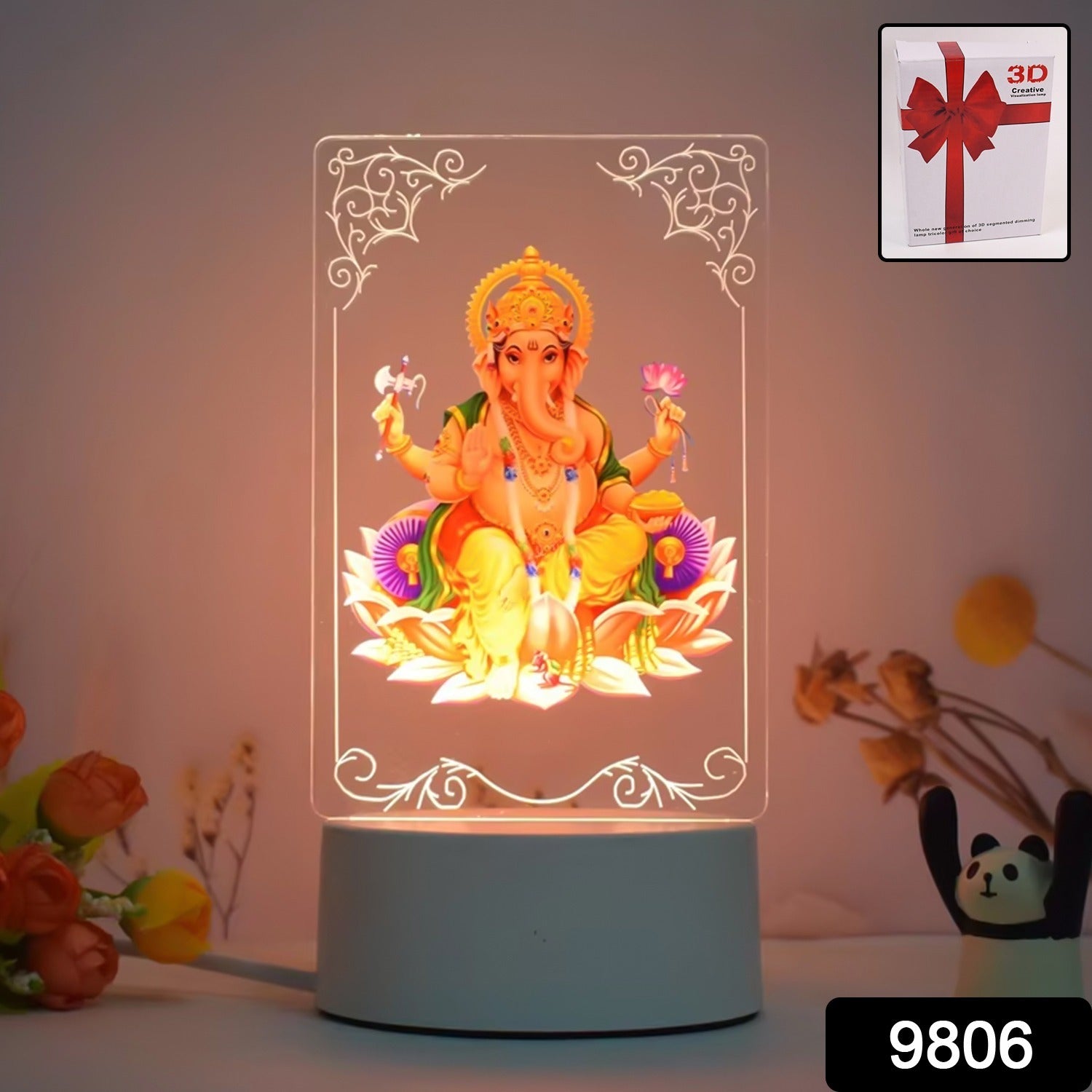 3D Lord Ganesh Frame – Soft White LED Night Light for Home Decor Secondary image