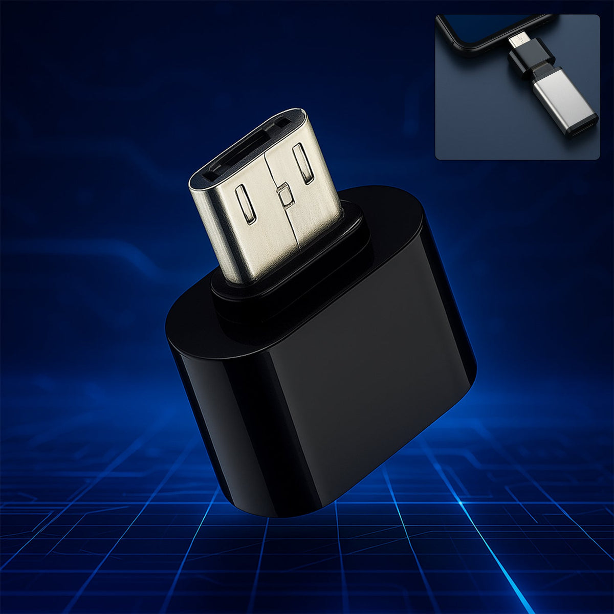 Compact Micro USB OTG Adapter for Android phones, featuring a durable metal casing. Main image