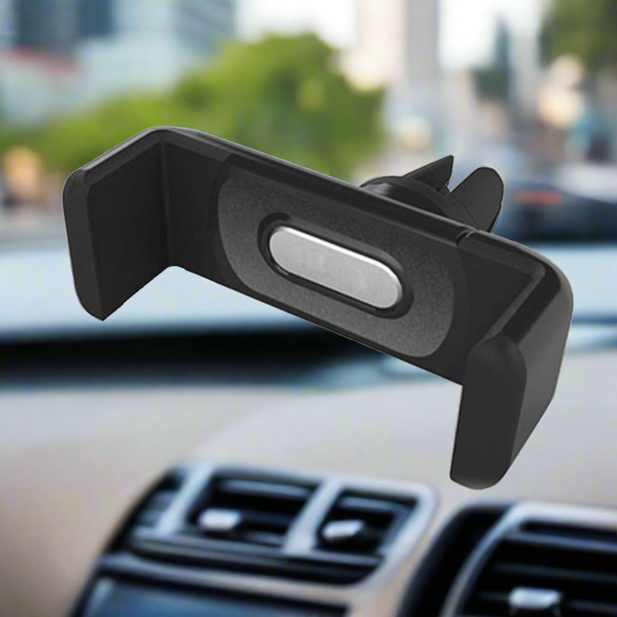 Front view of the Car Air Vent Mount by Velvet Wheels, ready for installation. Main image