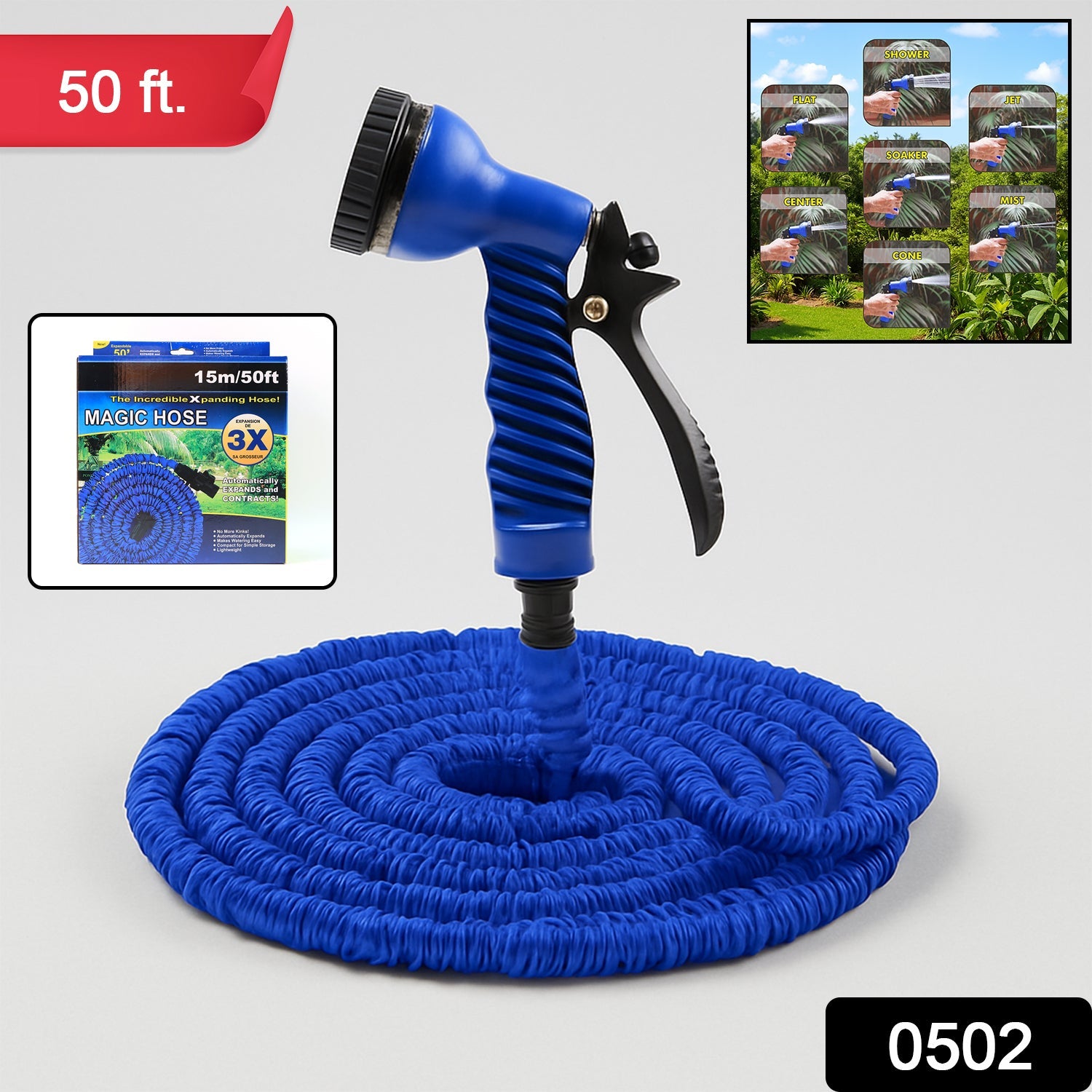 50 Ft Expandable Hose Pipe Nozzle – Garden & Car Wash | Velvet Wheels Secondary image