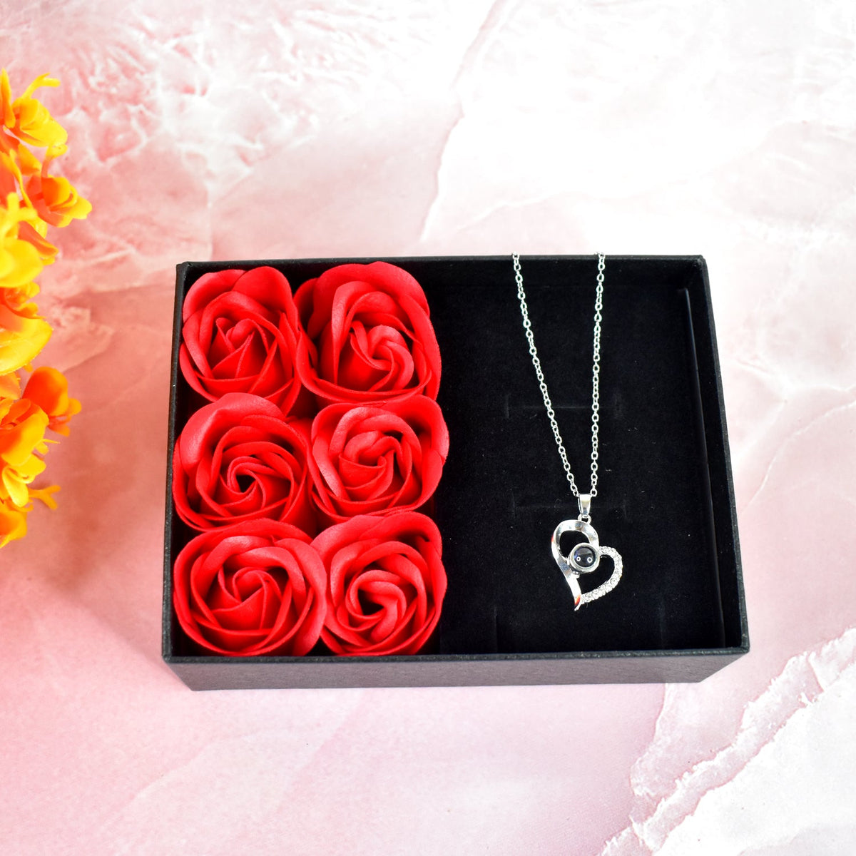 Handmade eternal rose gift box with ‘I Love You’ necklace inside Main image