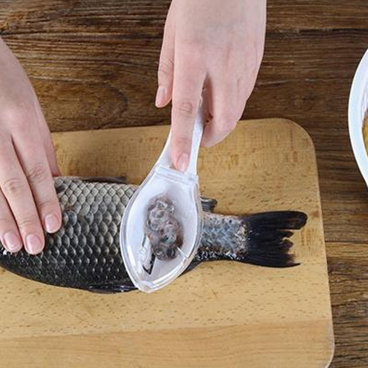A Quickslice Fish Scale Scraper with an ergonomic handle for comfortable grip. Main image