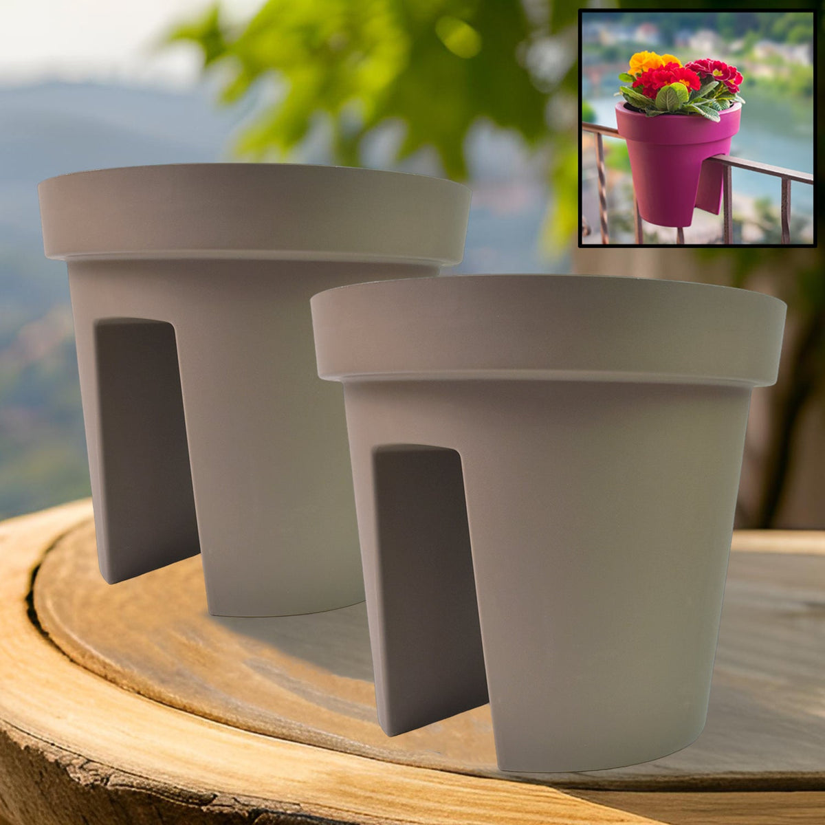 Durable balcony flower pot holder with railing attachment by Plant Edge Main image