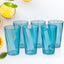 Set of six 300ml transparent drinking glasses on a table.