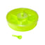 Airtight Dry Fruit & Masala Box with a transparent lid and spoon on a kitchen counter.