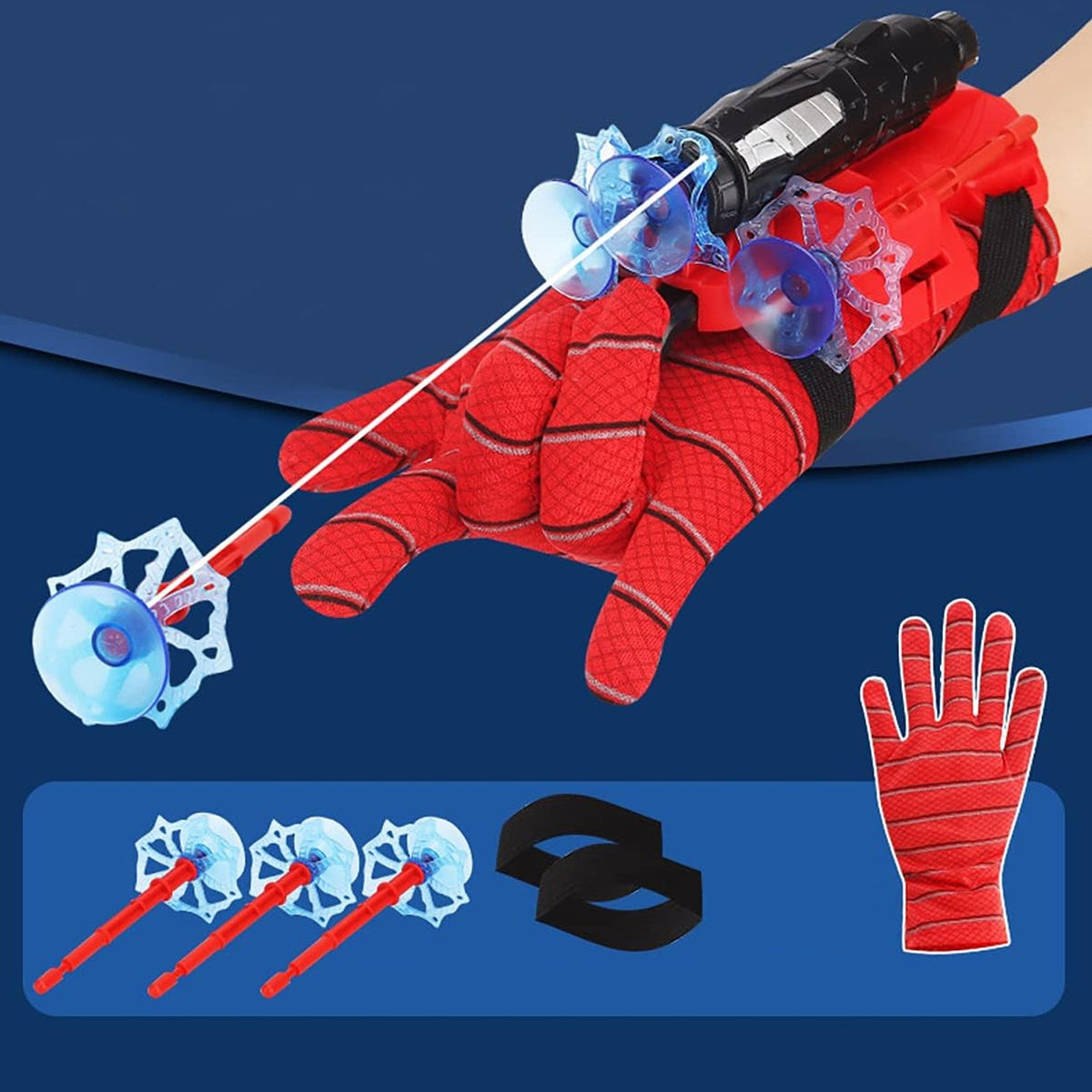 Web Shooter Toy glove launcher with red suction cup projectiles. Main image