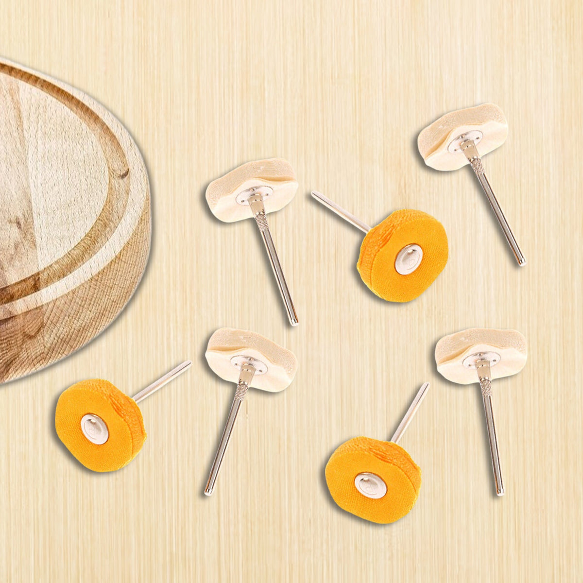 7-piece polishing buffing wheel set for rotary drills. Main image