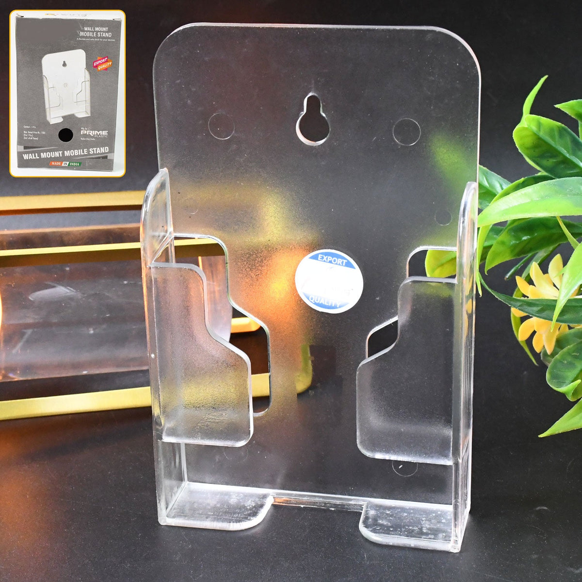 Wall Mount Mobile Holder in sleek black, presented front view. Main image