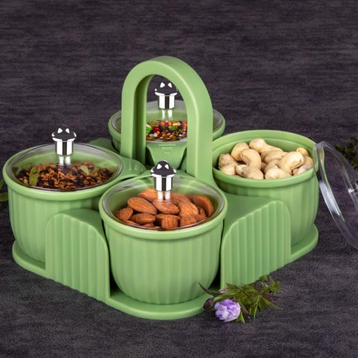 4-piece airtight plastic storage container set from Organivo. Main image