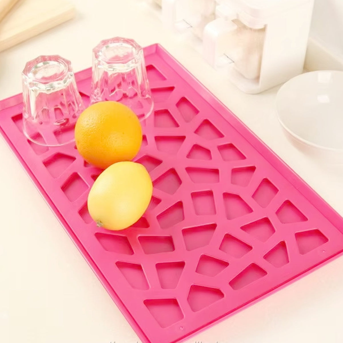Plastic kitchen tray with modern hollow design, 40x25 cm size Main image