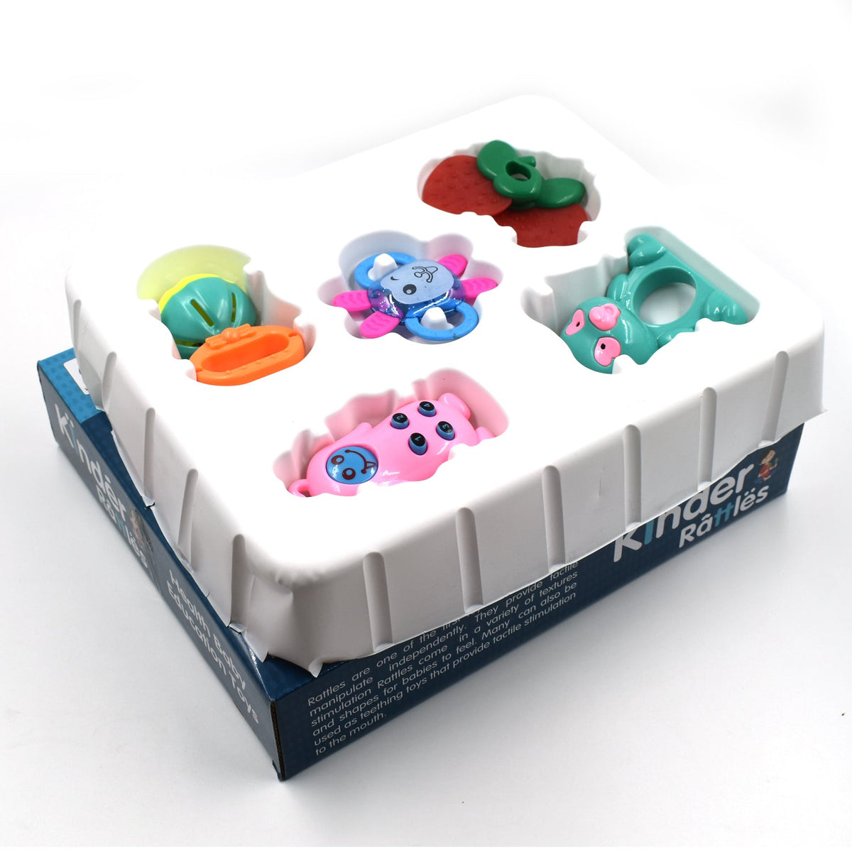 Colorful Baby Rattles Set with various textures for infant sensory play. Main image