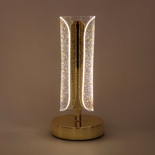 Elegant golden LED crystal table lamp for bedroom bedside use