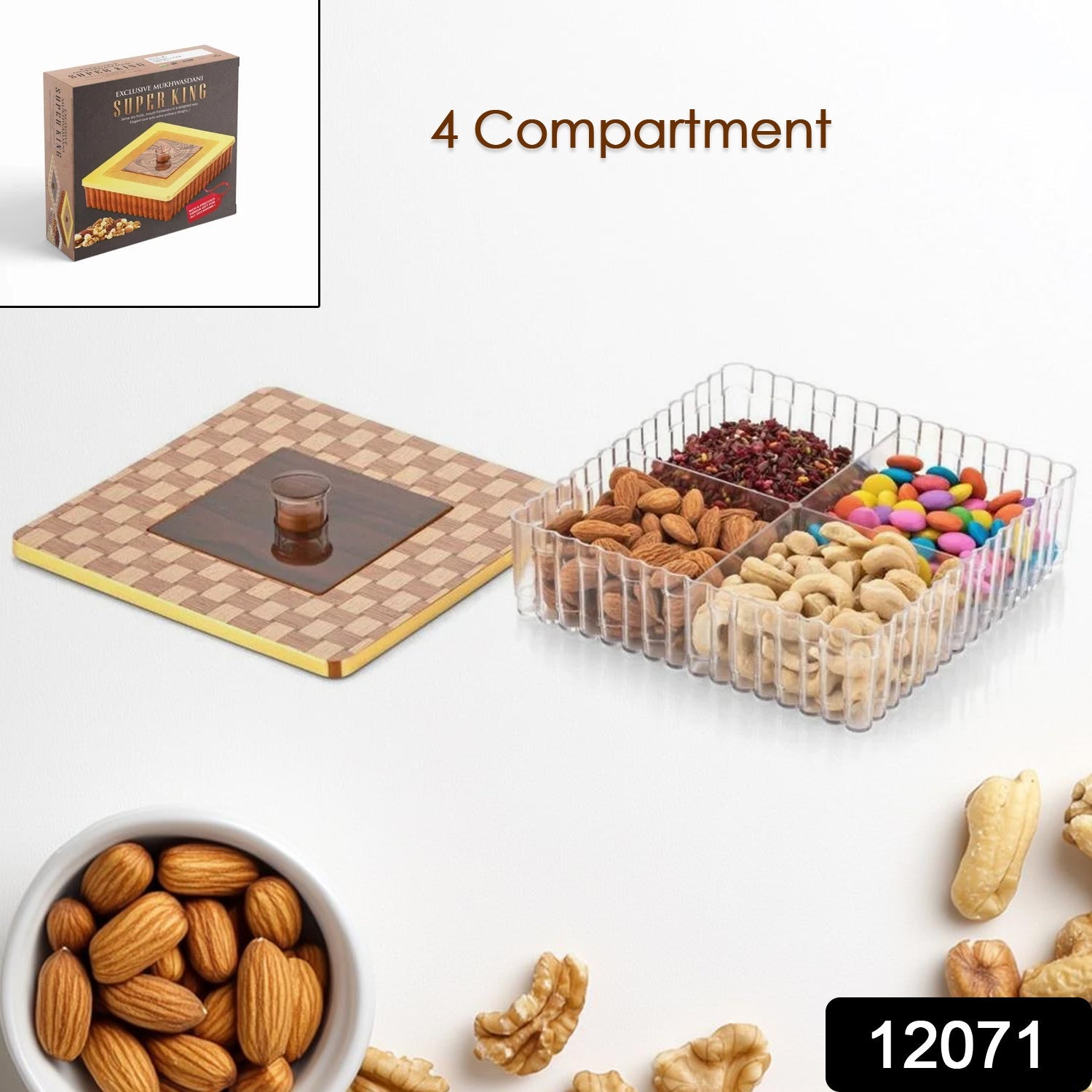 4 Compartment Dry Fruit Box – Airtight Plastic Snack Organizer | Tidy Table Secondary image