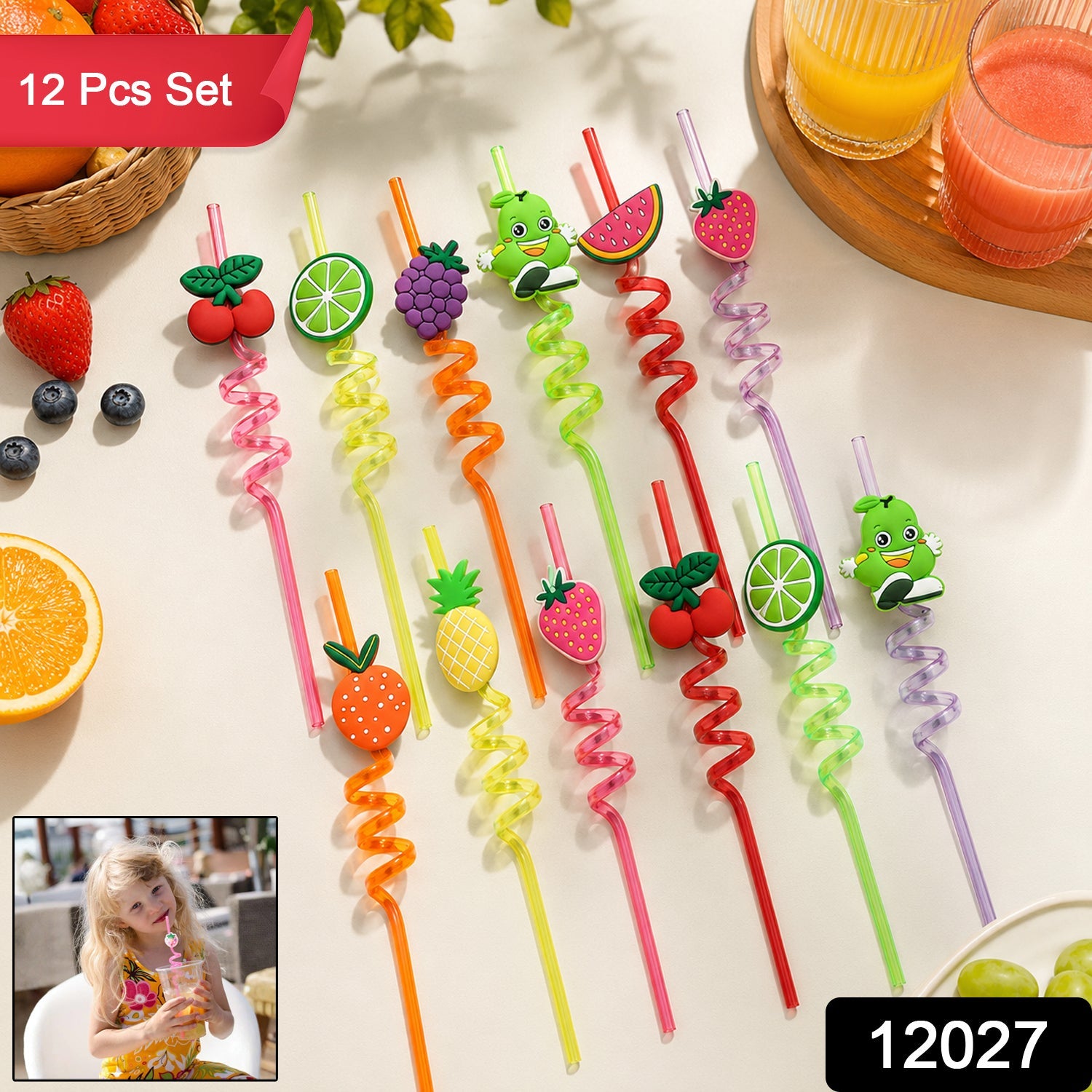 Reusable Plastic Straws – Cartoon Truck Design, 12 Pcs | Siplix Secondary image