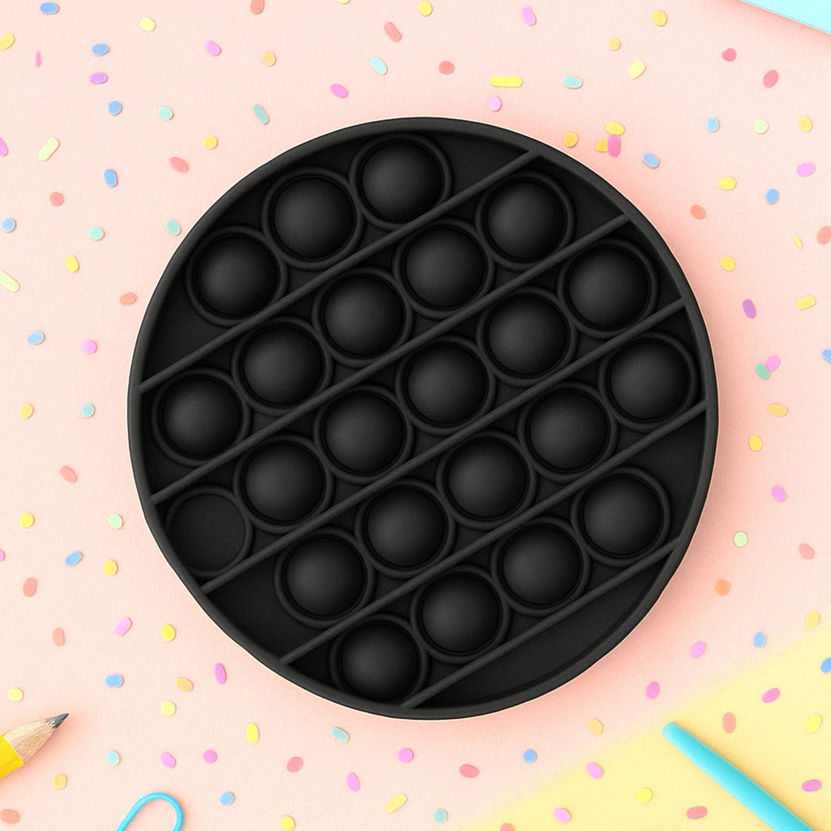 Round silicone Pop It fidget toy for stress relief and sensory play Main image