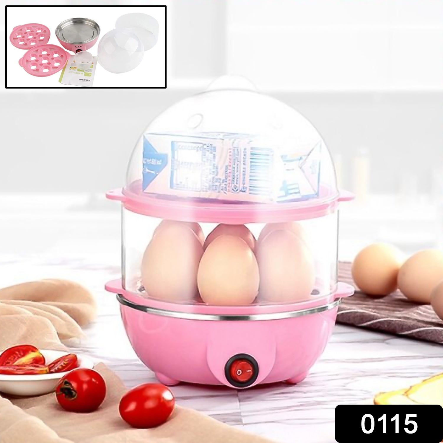 Electric Egg Boiler – 2 Layer Steamer & Poacher | Secondary image