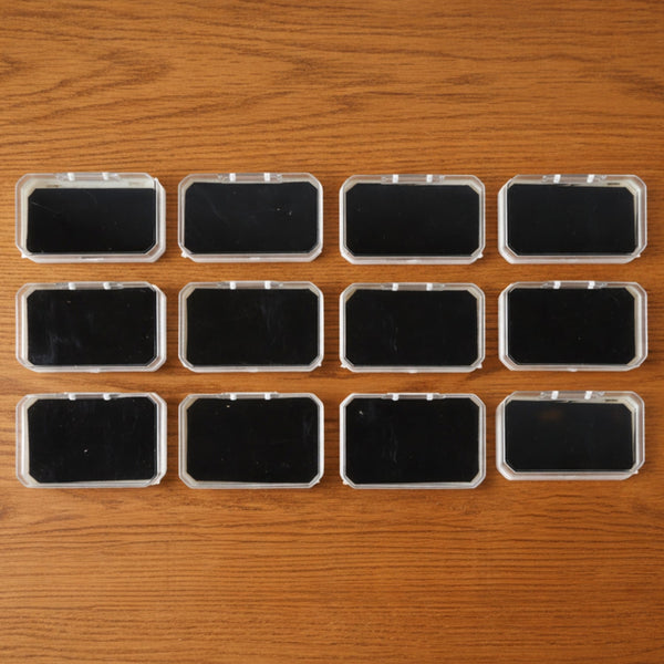Twelve-piece rectangular jewellery storage box set with soft base for rings and earrings