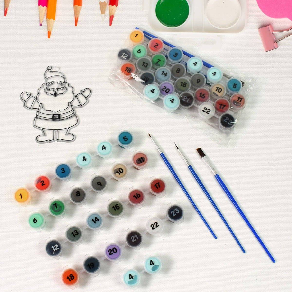 Two complete adult paint by number kits with 24 vibrant colors and brushes, ready for creative art. Main image