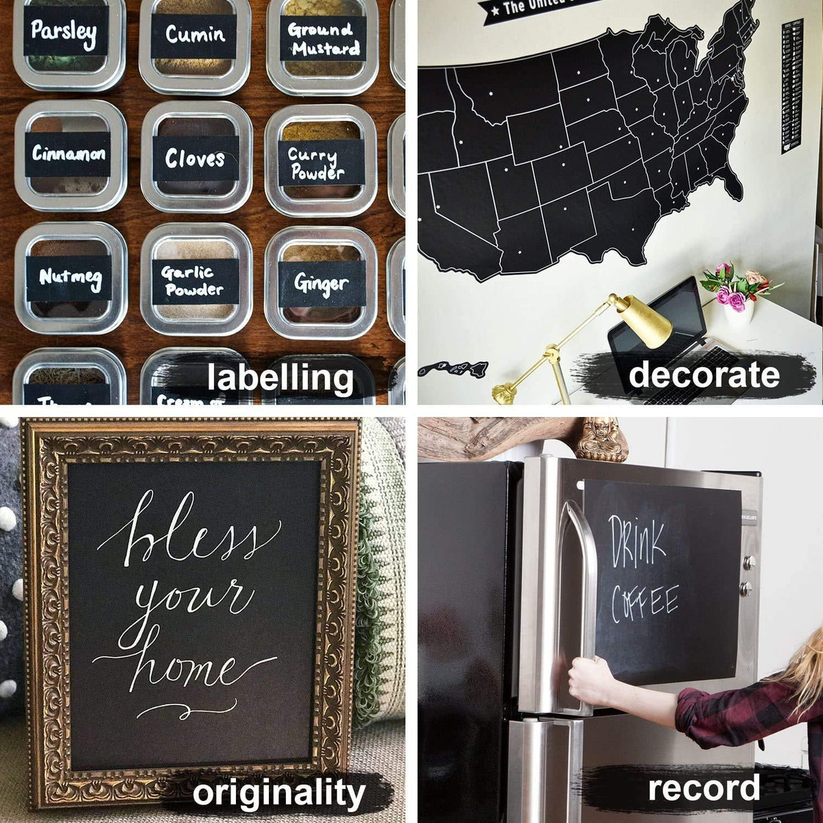 Blackboard wall sticker roll with chalks, ready for application. Main image