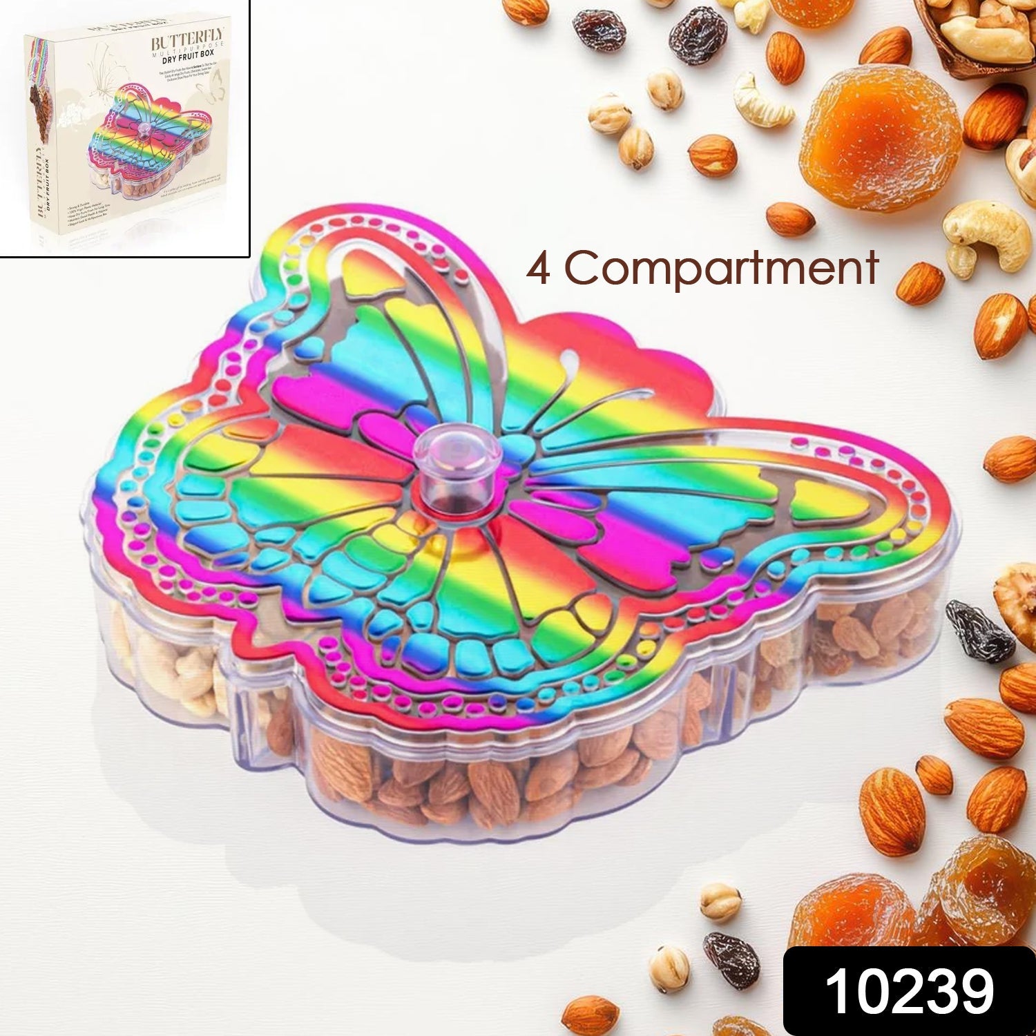 Butterfly Dry Fruit Box – 4-Compartment Storage | Tidy Table Secondary image