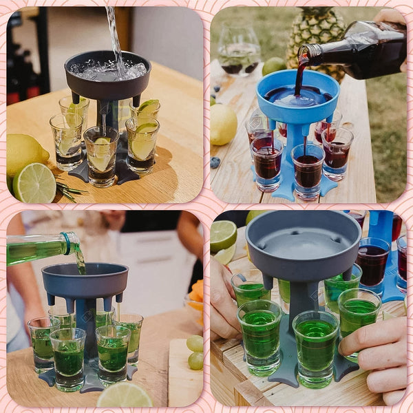 Top view of the 6-Port Drink Dispenser Stand with outlets