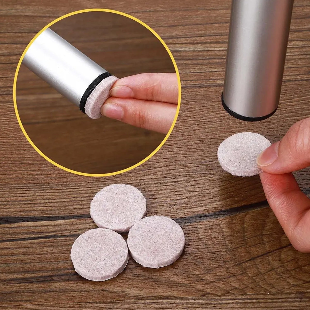 A stack of self-adhesive round cork coasters on a wooden surface, ready for various craft projects. Main image