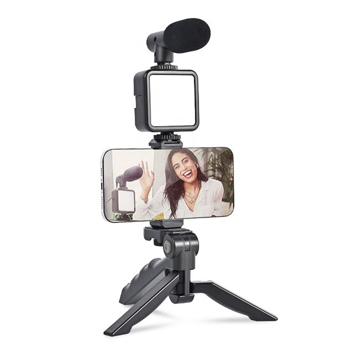 Mobiléon vlogging kit with mini tripod and adjustable LED light setup for video making Main image
