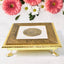 Golden Square Pooja Chowki, front view, perfect for temple rituals.