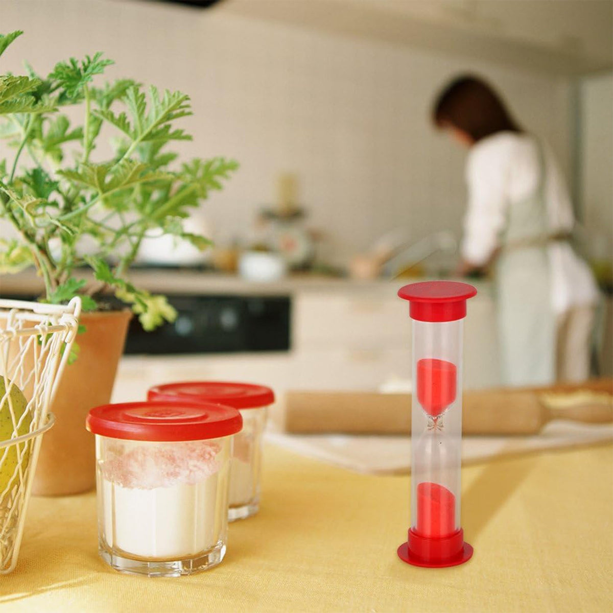 Set of five colorful 3-minute sand timers in various hues, ideal for time management. Main image