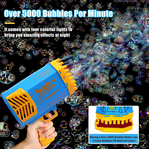 Angled view highlighting the numerous 69 bubble holes of the powerful party bubble maker.