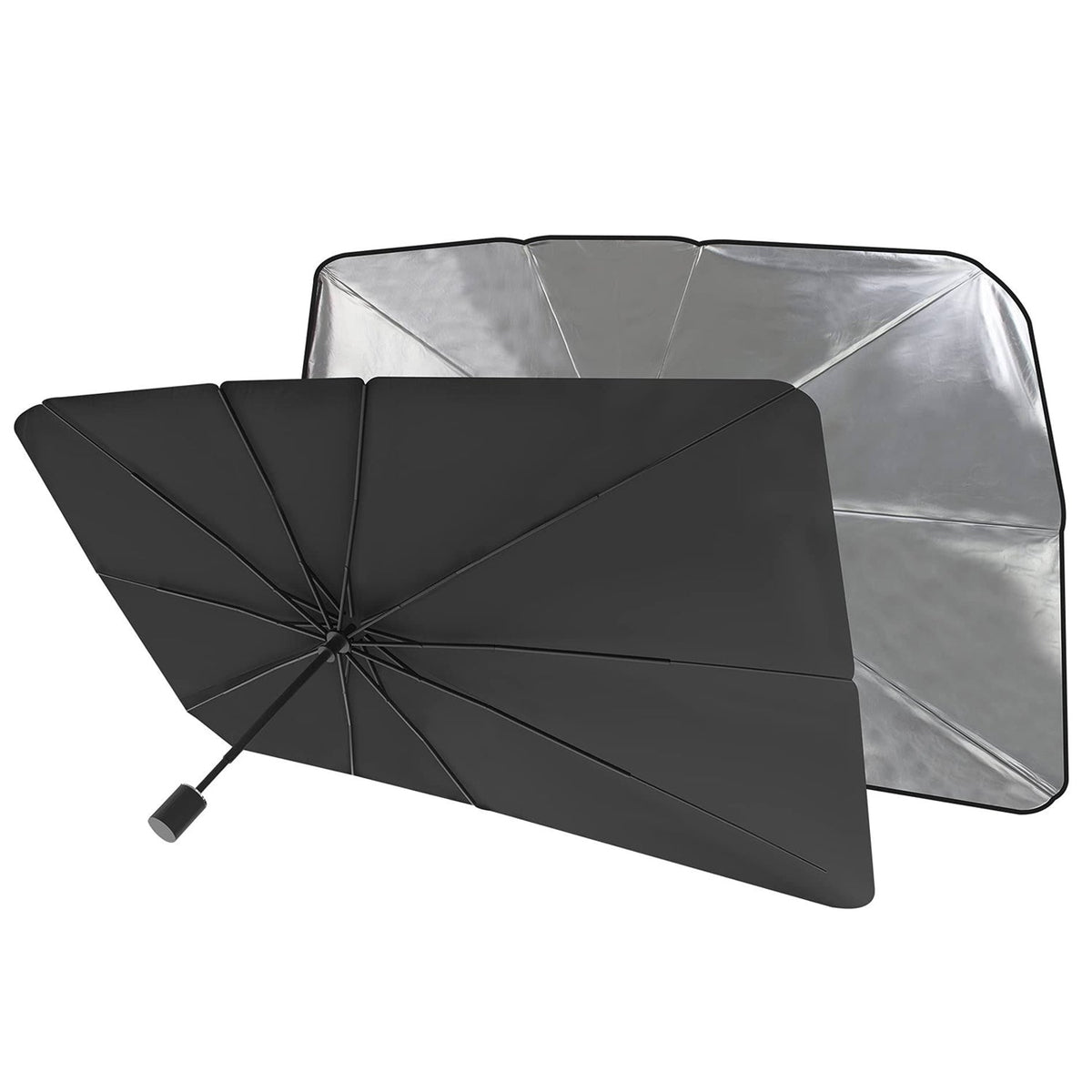 Foldable Car Windshield Sunshade reflecting sunlight for heat protection. Main image