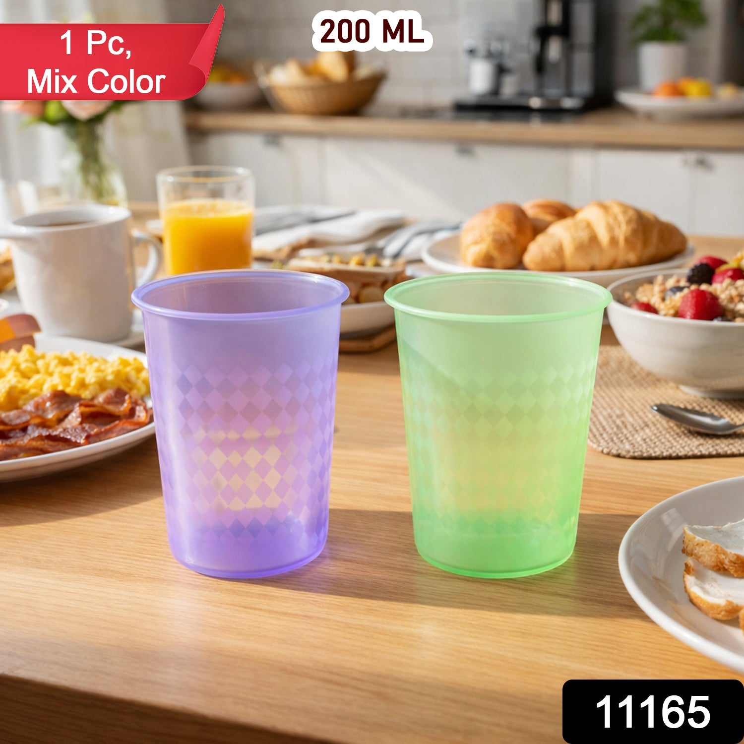 Plastic Drinking Glass 200 ML – Durable & Lightweight Mix Colors Secondary image