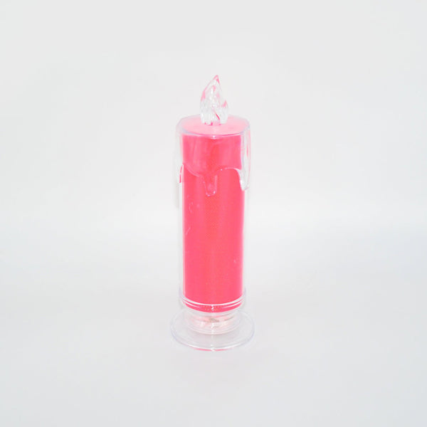 Detailed view of the red LED flameless candle, highlighting its safe and captivating glow.