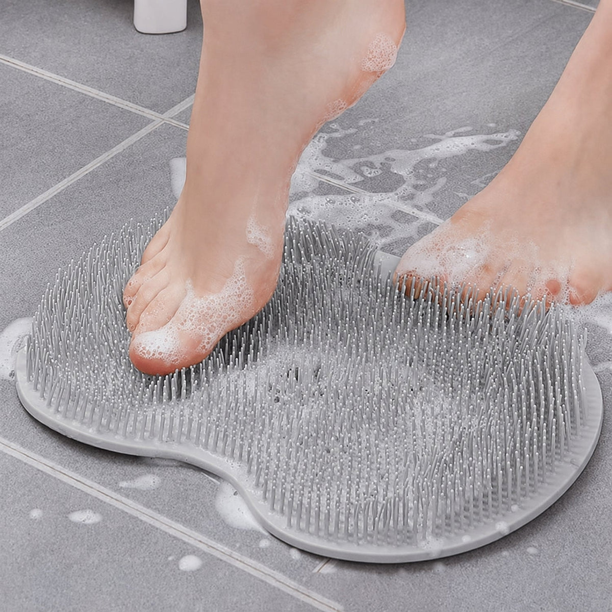 Silicone foot cleaning scrubber bath mat with soft bristles Main image