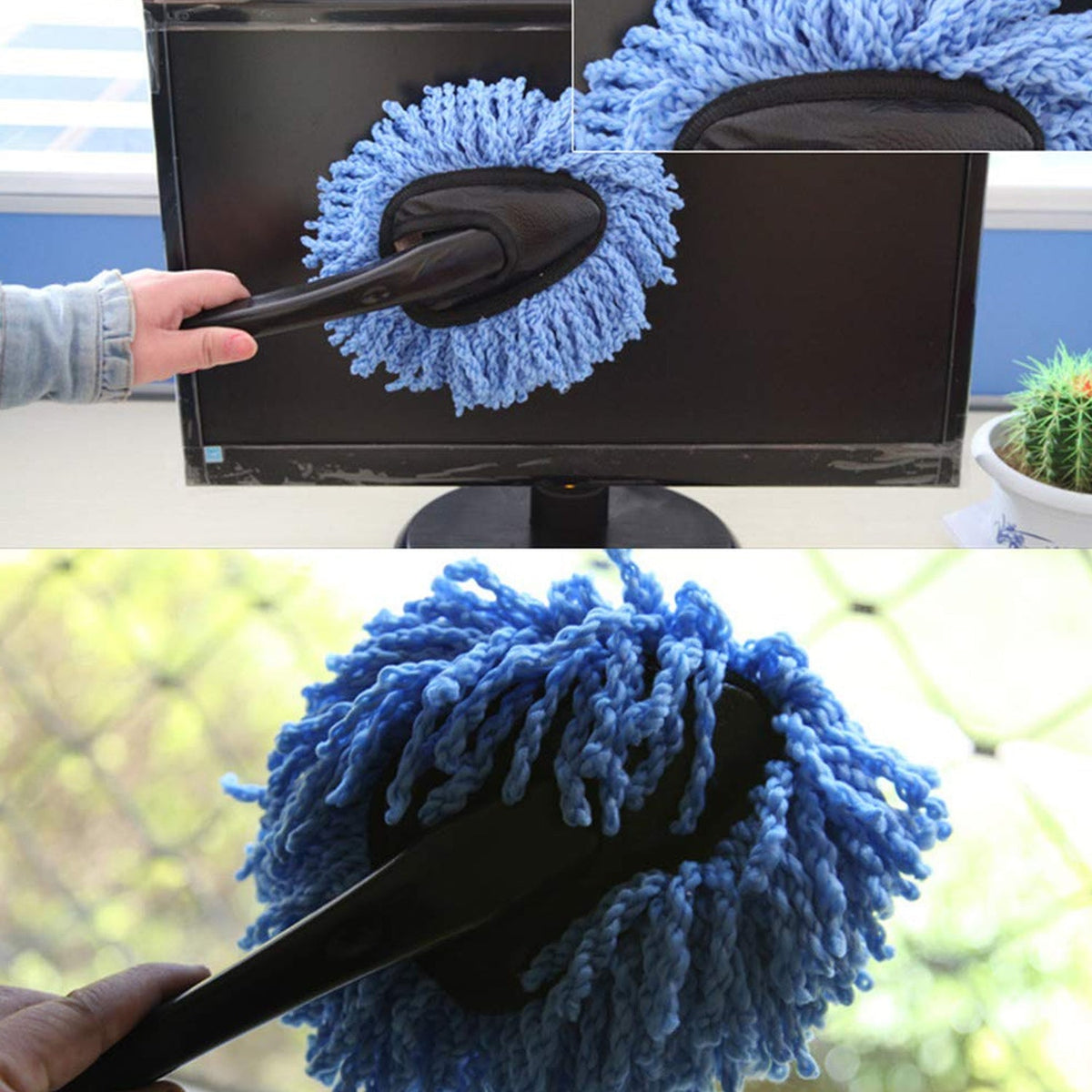 Microfiber car wash brush with ergonomic handle, ideal for cleaning car windows and exterior. Main image