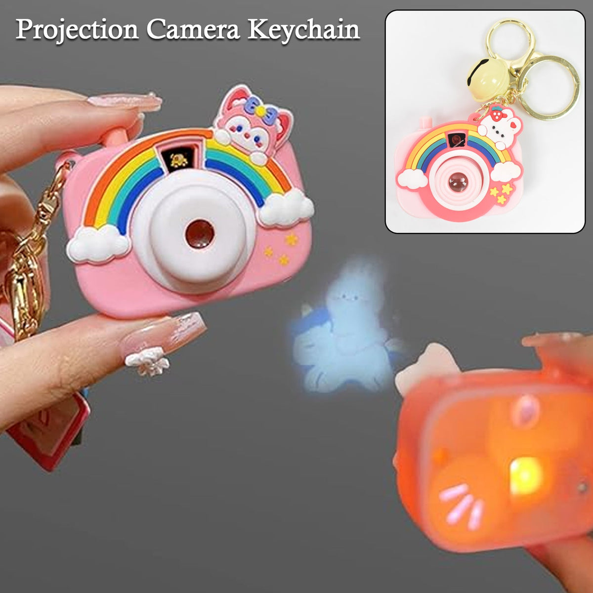 Projective Camera Keychain with zinc alloy ring displayed on white background Main image