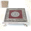 Silver Pooja Chowki with intricate Lakshmi design, perfect for Diwali celebrations.